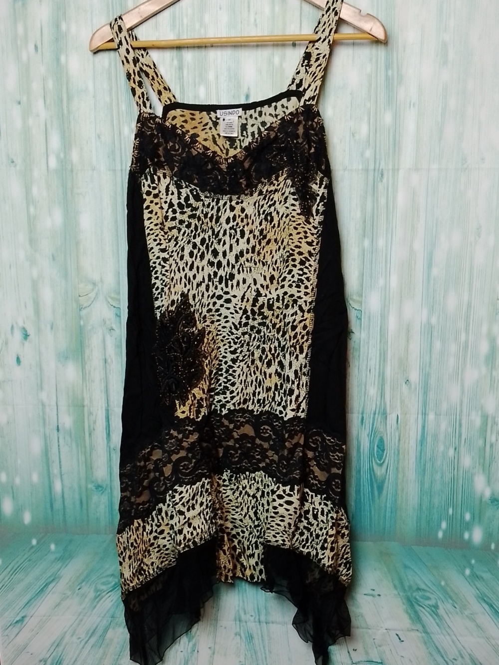 Mixed Media Animal Print Shark bite Dress Medium